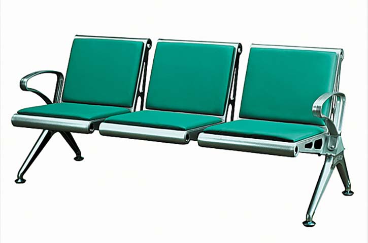 3-Seat Public Waiting Bench with Upholstered Pads
