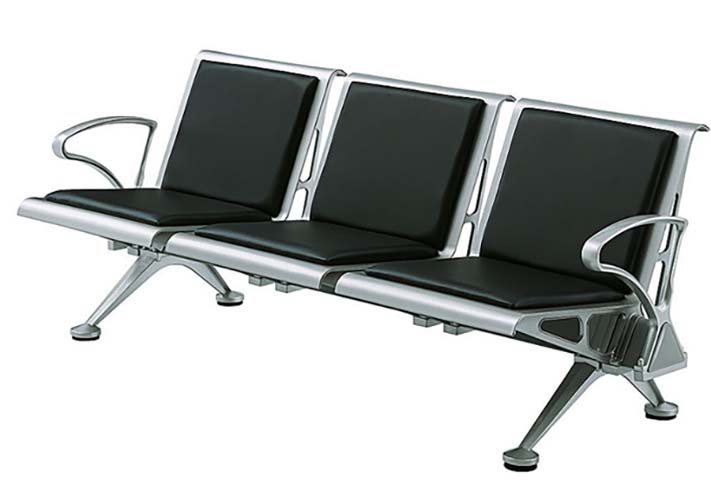 3-Seat Padded Metal Airport Beam Waiting Chair