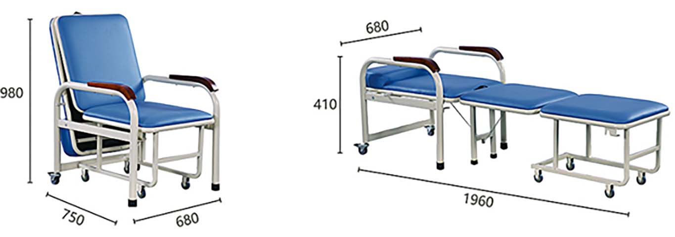 Foldable Convertible Hospital Attendant Chair Bed