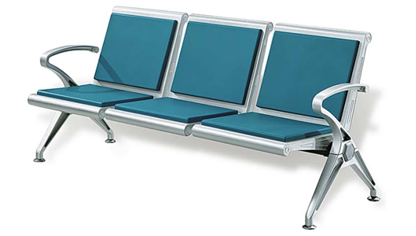 3-Seat Public Waiting Bench with Upholstered Pads