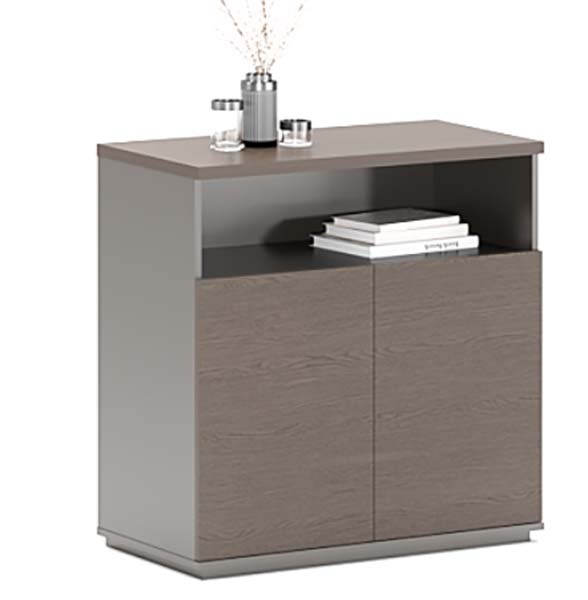 Modern Two-Tone 2-Door Office Storage Cabinet with Open Shelf