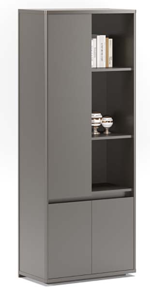 Modern High Display Storage Cabinet With Solid Door and Open Shelves