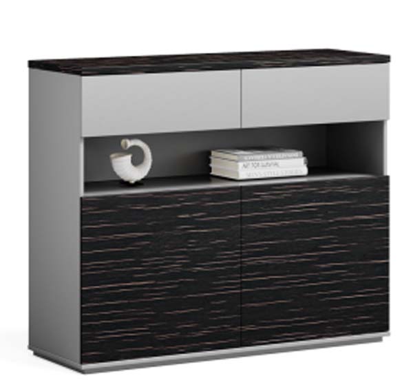 Contemporary Dual-Tone Freestanding Storage Sideboard with Open Display Shelf