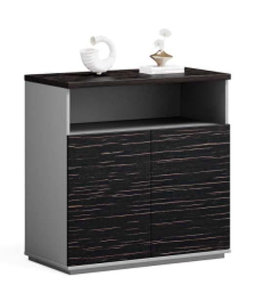 Modern Two-Door Open-Shelf Storage Cabinet
