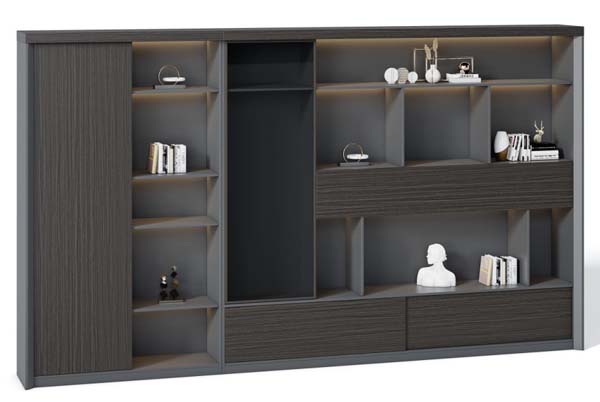 Contemporary Dark Gray Executive Office Wall Storage Bookcase