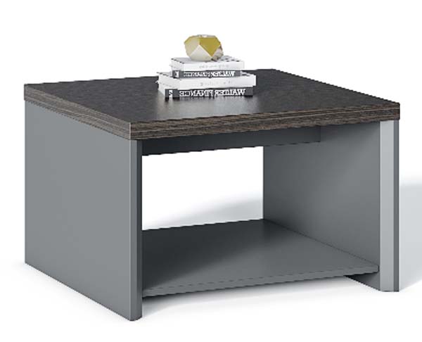 Contemporary Square Block Side Coffee Table with Open Lower Shelf