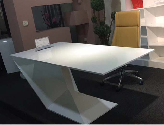 Gloss White Geometric Cantilever Executive Office Desk
