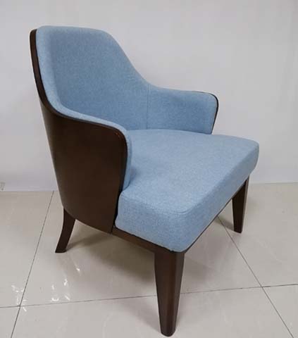 Upholstered Lounge Armchair with Dark Wood Frame