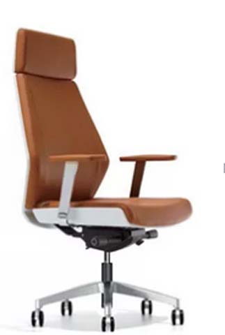 High-Back Brown Leather Executive Office Chair