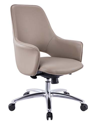 Mid-Back Upholstered Swivel Conference Office Chair with Integrated Armrests
