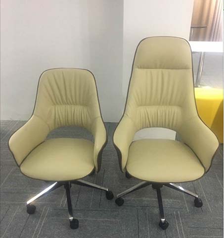 Beige Pleated Upholstered Executive Swivel Office Chairs (Mid-Back and High-Back Models)