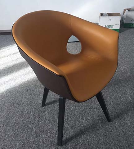 Faux Leather Upholstered Tub Dining Chair with Central Cutout
