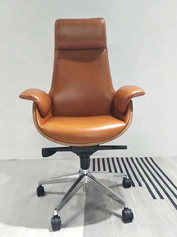 High Back Brown Leather Swivel Executive Office Chair