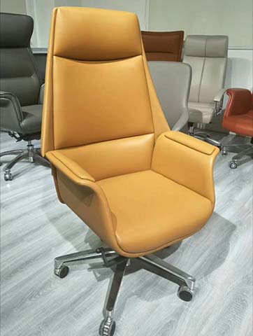 High-Back Upholstered Executive Office Chair with Polished Aluminum Base