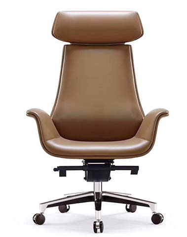 High-Back Leather Executive Office Chair with Headrest
