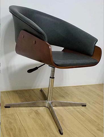 Mid-Century Swivel Height-Adjustable Upholstered Bentwood Office Chair