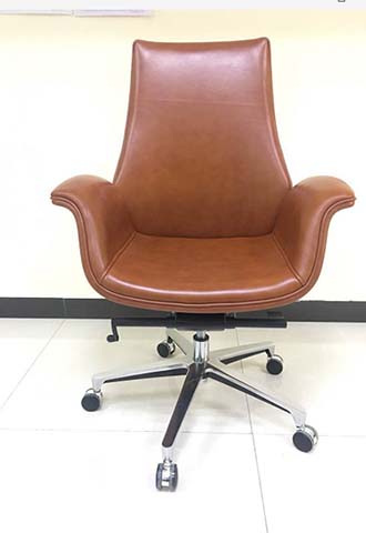 Contemporary Brown Faux Leather Executive Swivel Office Chair
