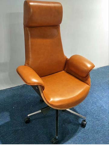 High-Back Cognac Faux Leather Executive Swivel Office Chair