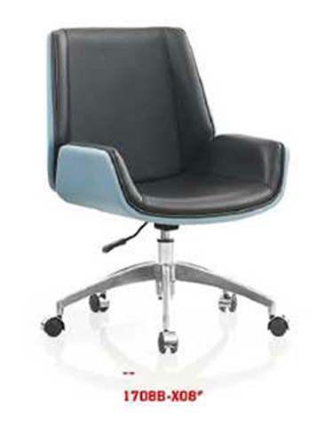Two-Tone Black and Light Blue Ergonomic Swivel Office Chair with Chrome 5-Star Base