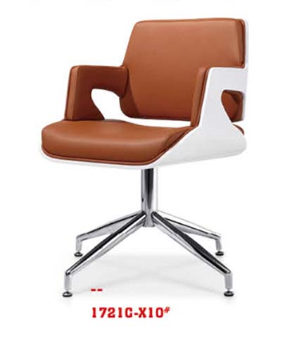 Modern Swivel Upholstered Conference Chair with White Shell and Chrome Star Base