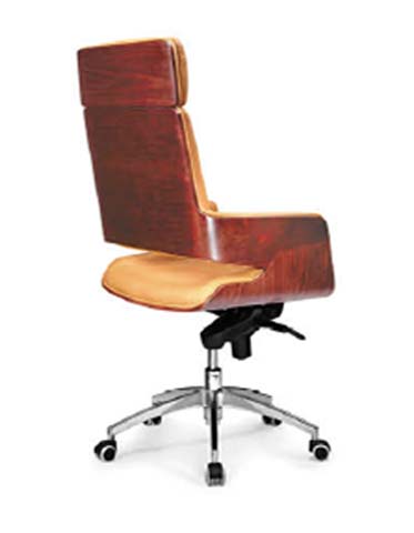 High-Back Bentwood Executive Office Chair with Upholstered Seat