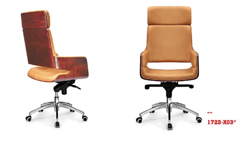 Mid-Back Executive Office Chair with Bentwood Back and Faux Leather Upholstery