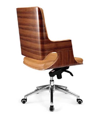 Walnut Bentwood Tan Leather Executive Swivel Office Chair