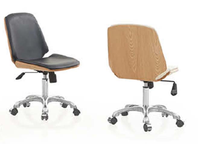 Bentwood Upholstered Swivel Armless Office Task Chair