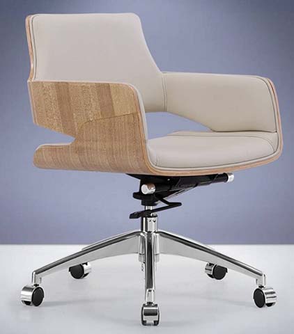 Bentwood Light Beige Upholstered Swivel Executive Office Chair