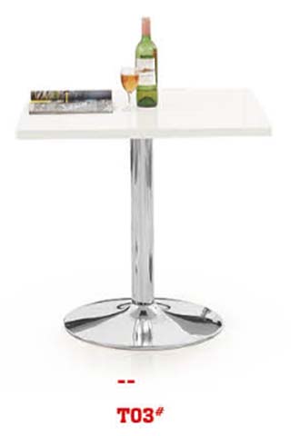 White Square Top Chrome Single-Pedestal Bar Table