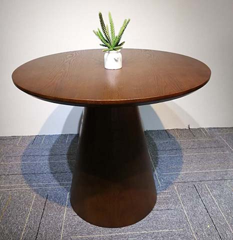 Round Pedestal Wood Veneer Dining Table