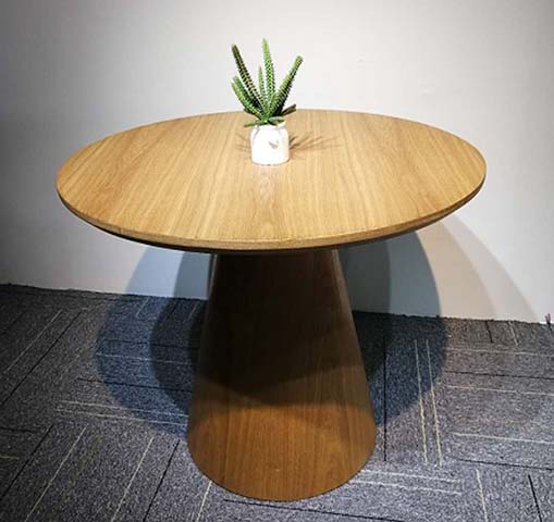 Round Wood Grain Pedestal Dining Table