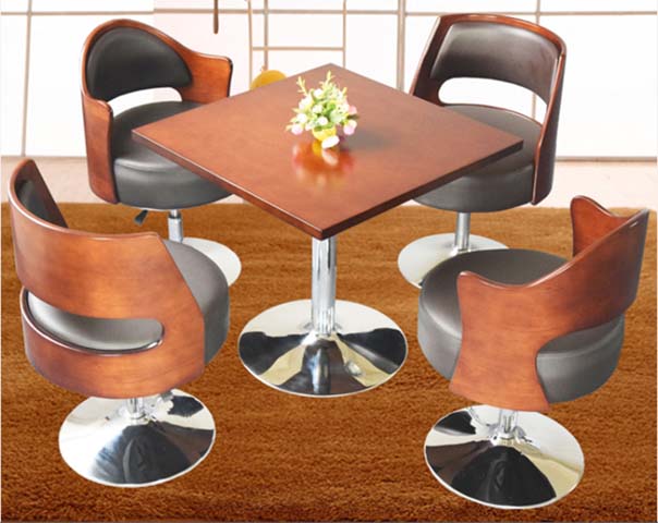 5-Piece Square Height-Adjustable Dining/Conversation Set with Swivel Bentwood Chairs