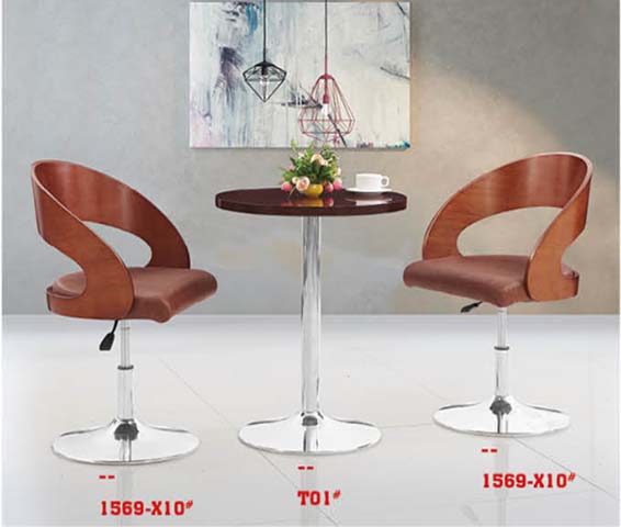 2-Person Height-Adjustable Bistro Dining Set with Bentwood Swivel Chairs and Round Chrome Table