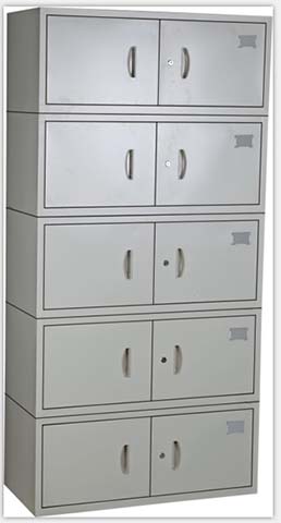 5-Tier 10-Door Stainless Steel Storage Cabinet with Integrated Locks and Label Holders