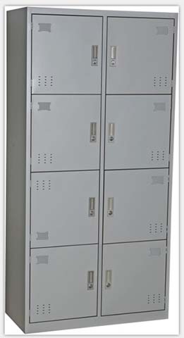 8-Door Vertical Metal Storage Locker, Dual Column 4-Tier