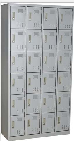24-Door Freestanding Steel Employee Locker with Ventilation and Label Holders