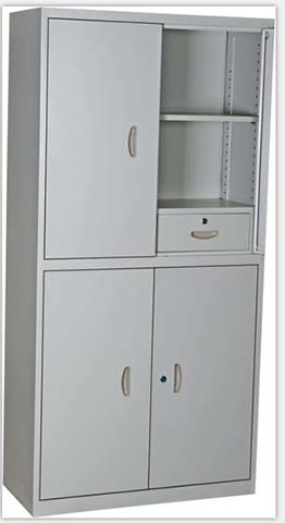 Stainless Steel Lockable Medical Storage Cabinet with Middle Drawer