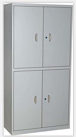 Light Gray Steel Double-Section 4-Door Locking Storage Cabinet