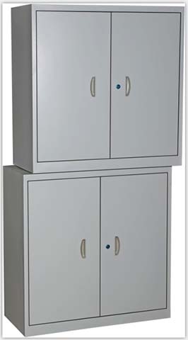 Split Double-Section 4-Door Lockable Steel Storage Cabinet