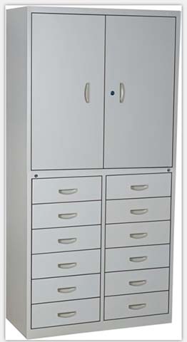 2-Door 12-Drawer Lockable Metal Storage Cabinet