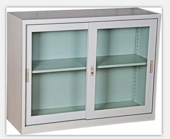 Wall-Mounted Double Glass Door Metal Storage Cabinet
