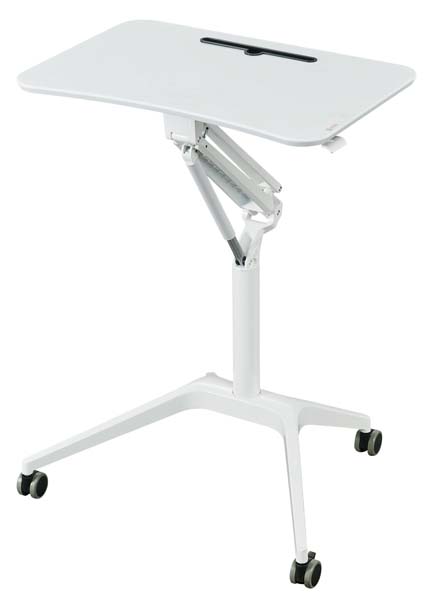 Height-Adjustable Mobile Sit-Stand Laptop Podium with Tablet Slot