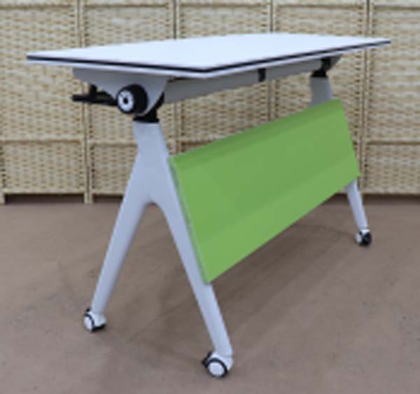 Mobile Tilt-Top Nesting Training Table with Green Modesty Panel