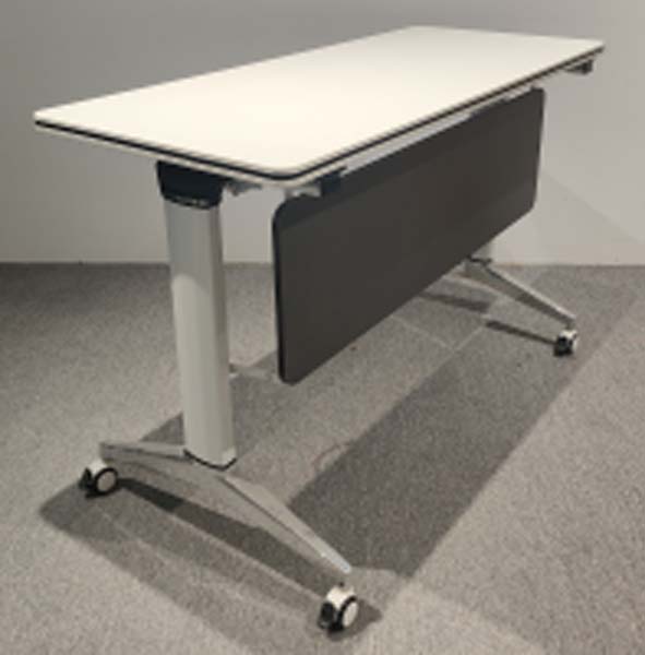Rectangular Mobile Fliptop Training Table with Modesty Panel and Casters
