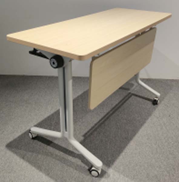 Light Wood Mobile Height-Adjustable Flip-Top Nesting Training Table
