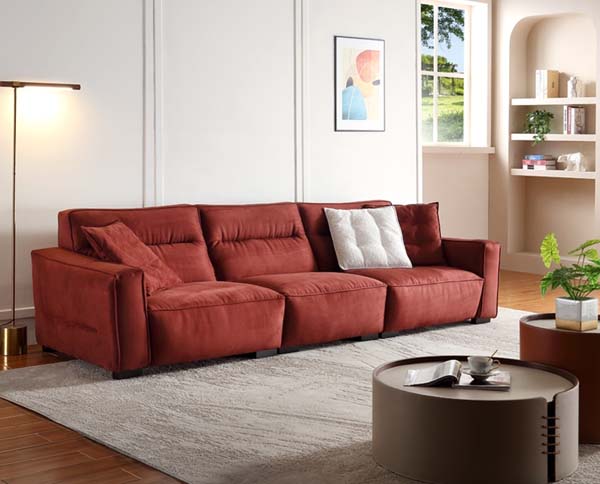 3-Seat Modular Upholstered Sofa, Terracotta Fabric