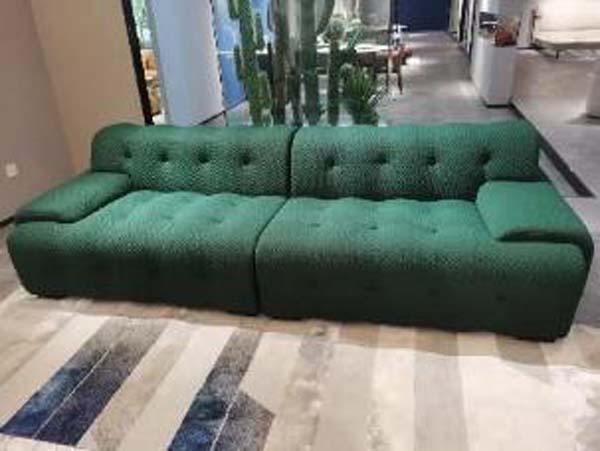 Emerald Green Tufted Fabric Four-Seat Sofa