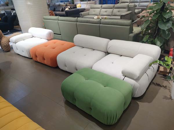 Modular Tufted Sectional Sofa Set with Ottomans and Armless Chair