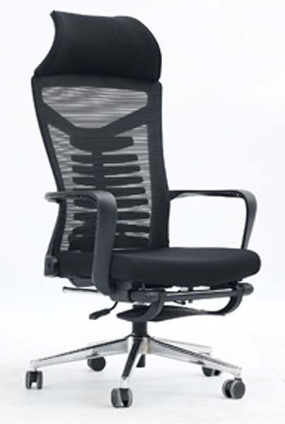 High Back Black Mesh Ergonomic Executive Office Chair with Headrest and Chrome Five-Star Base